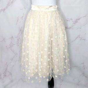 NWT Ryu (Morning Lavender) Ivory Sheer Overlay Polka Dot Skirt Small